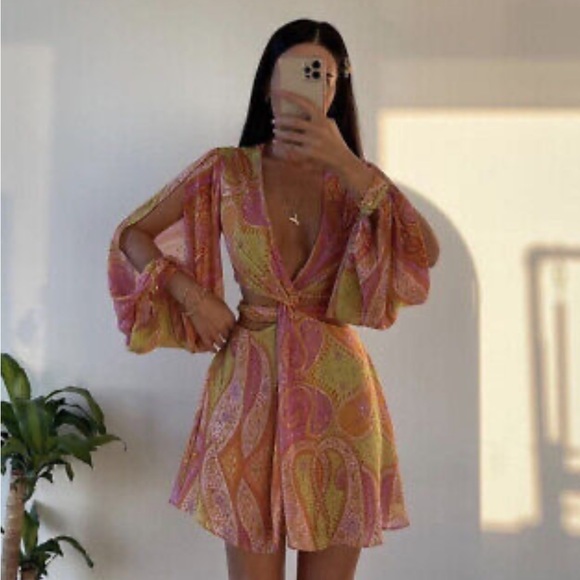 Multicolor printed cutout dress 7631/044 - Picture 1 of 4